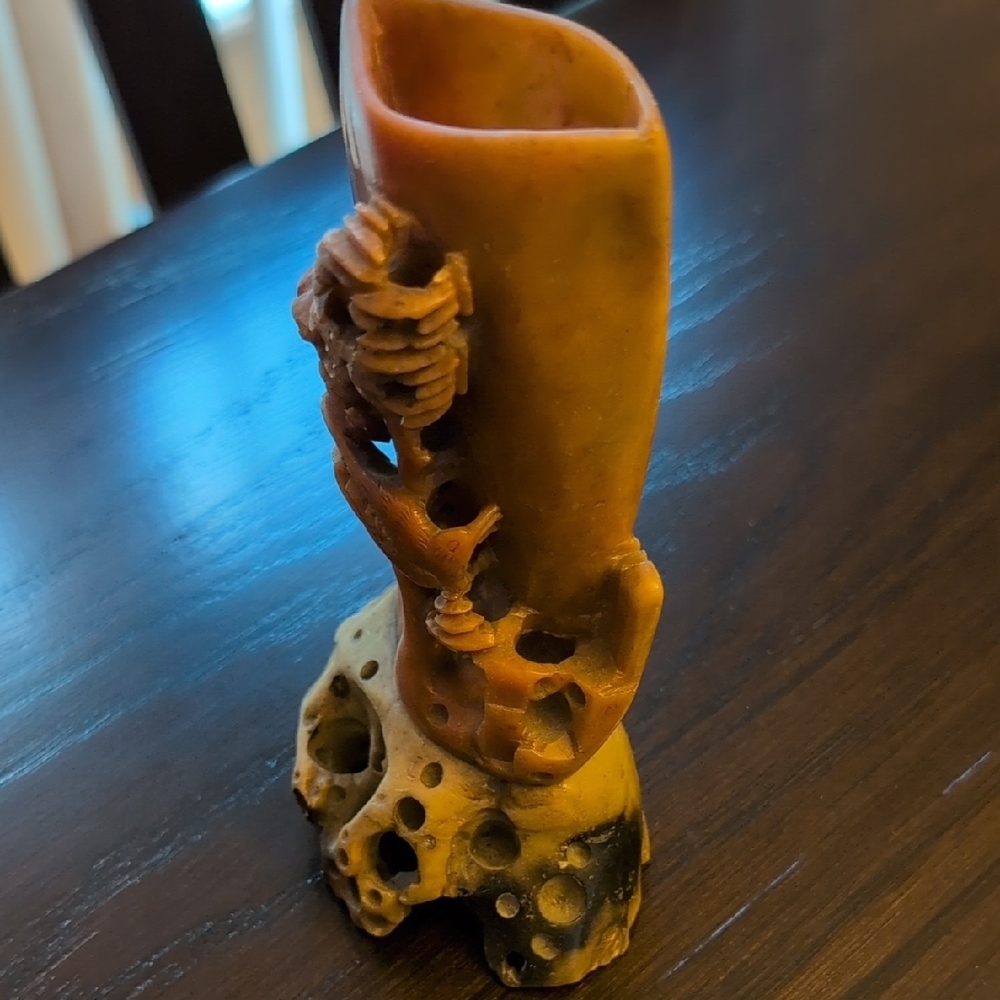 Vintage Artistic Brown/Salmon and Tan Soapstone Sculpture - Picture 4 of 16